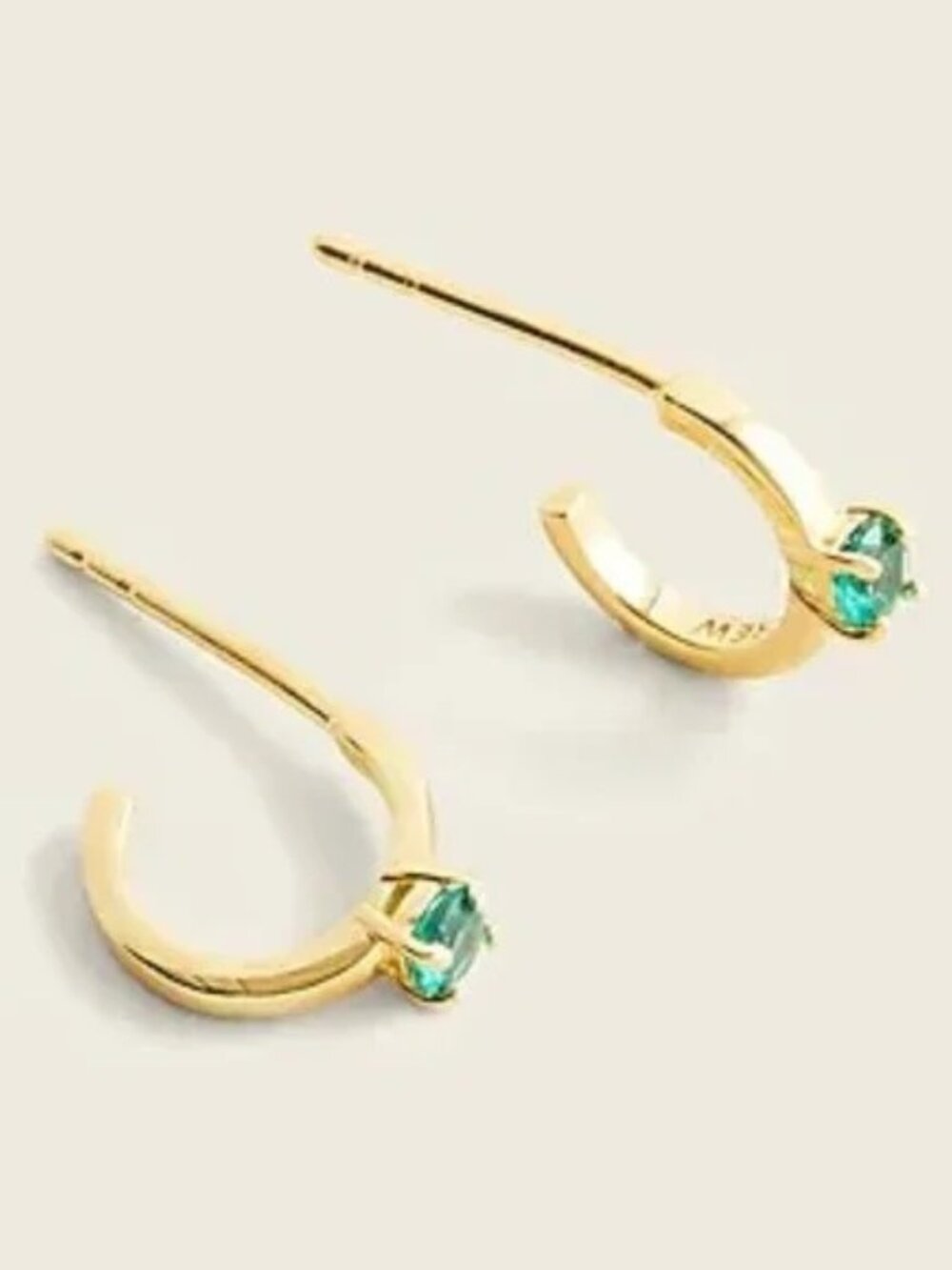J. Crew Demi-fine 14k gold-plated sapphire dot hoops